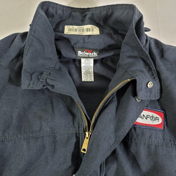 Bulwark FR Men's Size XXL 2XL Flame Resistant Navy Blue Bomber Jacket JNJ8NV3 - Picture 3 of 6